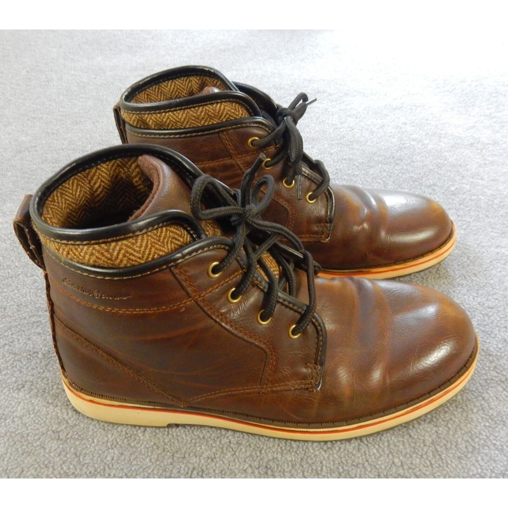Vintage Eddie Bauer Mens Shoes 5 Brown Leather Boot Lace Up y2k Retro 90s Boots